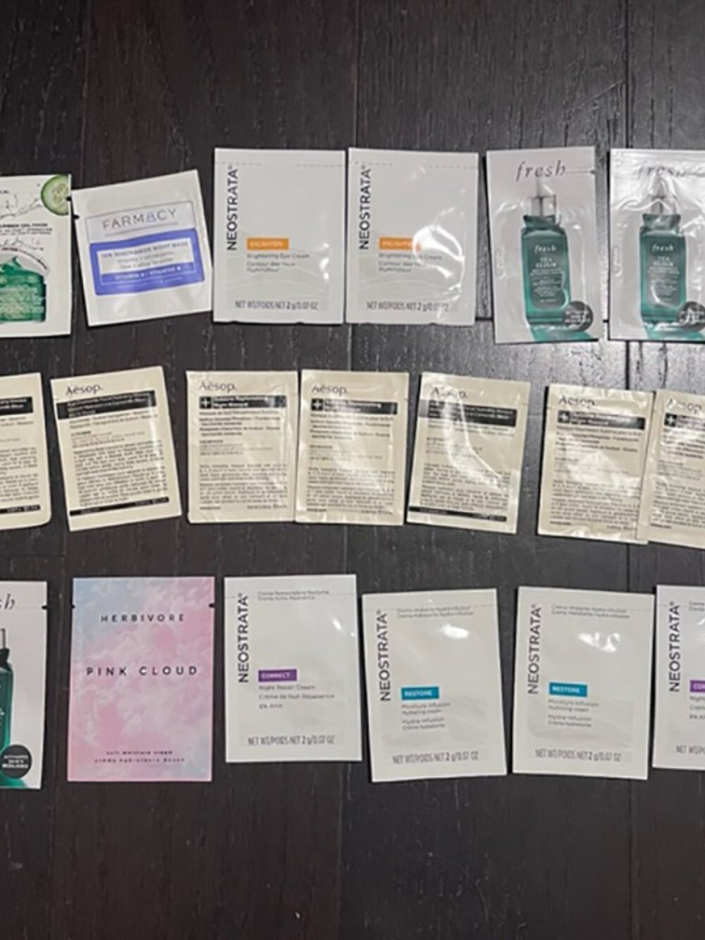 new bundle of 19 samples aesop fresh neostrata farmacy skincare cream serum eye